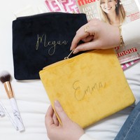 Personalised Embroidered Velvet Make Up Bag
