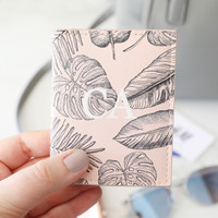 Personalised Initials Pink Palm Print Travel Card Holder
