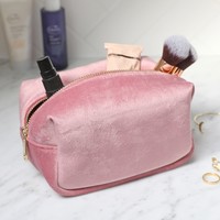 Velvet Box Make Up Bag in Blush Pink