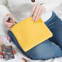 Velvet Make Up Bag in Mustard