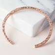 Lisa Angel Ladies' Rose Gold Hand-Stamped Personalised Hammered Open Bangle