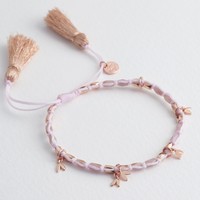 Beaded Heart Charms Friendship Bracelet in Rose Gold