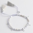 Lisa Angel Ladies' Beaded Heart Charms Friendship Bracelet in Silver