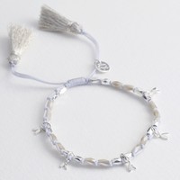 Beaded Heart Charms Friendship Bracelet in Silver