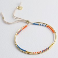 Layered Bangle and Beaded Bracelet in Orange and Gold