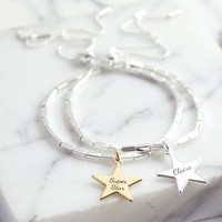 Personalised Star Beaded Bar and Chain Bracelet