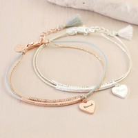 Personalised Leather and Ball Chain Bar Bracelet