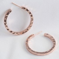 Large Hammered Rose Gold Hoop Earrings