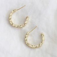Small Hammered Gold Hoop Earrings