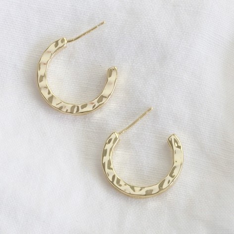 earrings hoop hammered gold