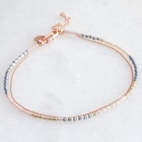 Layered Beaded Anklet in Grey and Rose Gold