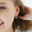 Lisa Angel Ladies' Small Hammered Silver Hoop Earrings on Model