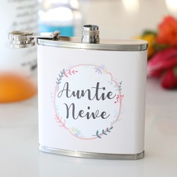 Personalised Floral Wreath Hip Flask