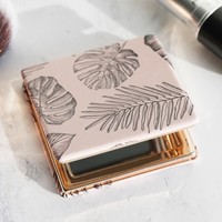 Pink Palm Print Compact Mirror
