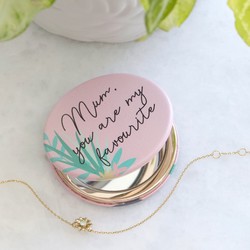Personalised Pink Botanical 'Mum' Compact Mirror