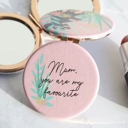 Pink Botanical 'Mum' Compact Mirror