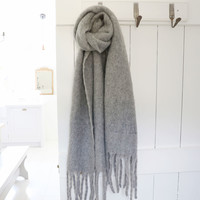 Personalised Embroidered Grey Winter Tassel Scarf