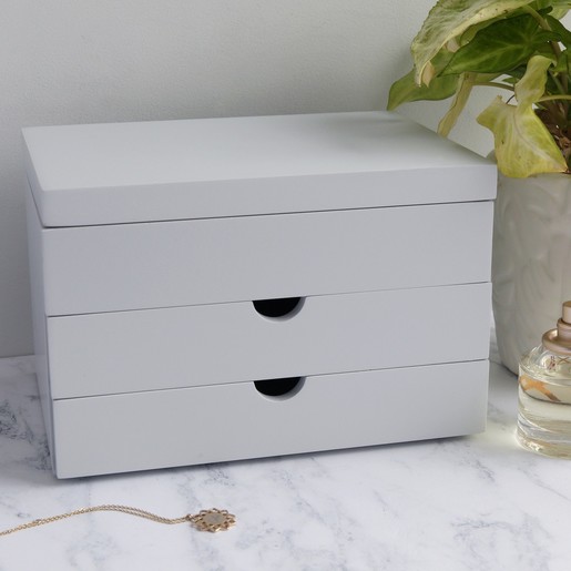 Grey Jewellery Box With Drawers Storage Lisa Angel