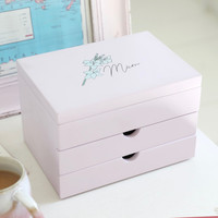 Personalised Birth Flower Jewellery Box with Drawers