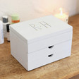 Lisa Angel Wooden Personalised Initials Jewellery Box with Drawers in Grey