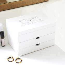 Personalised Mum White Jewellery Box with Drawers