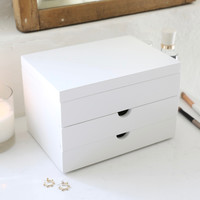 White Jewellery Box with Drawers