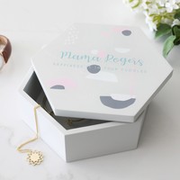 Personalised Geometric Hexagonal Wooden Trinket Box