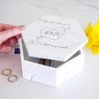 Lisa Angel Printed Personalised Heart Marble Hexagonal Trinket Box