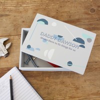 Personalised Message Geometric Wooden Storage Box in Blue