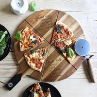 Personalised Halves Pizza Cutter & Serving Board Set