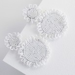 Small Beaded Flowers Drop Earrings in White