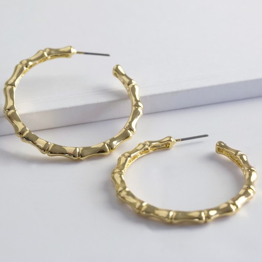 large gold bamboo hoop earrings