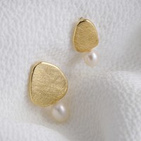 Mismatched Pearl and Organic Shape Stud Earrings