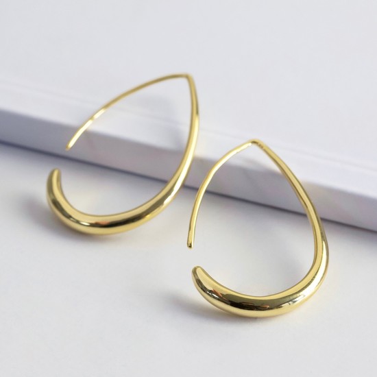 Small Teardrop Hoop Earrings in Gold