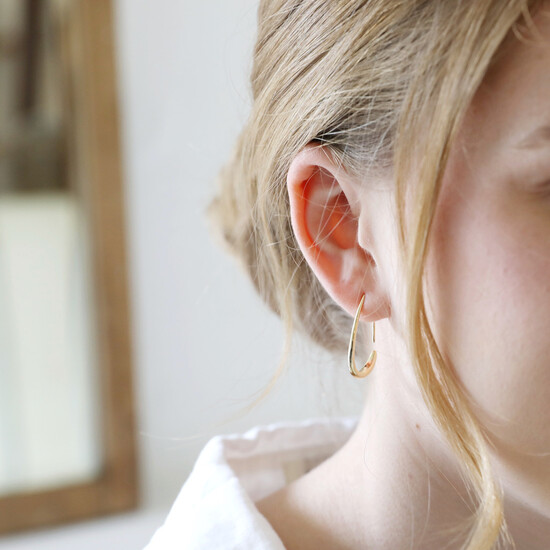 Small Teardrop Hoop Earrings in Gold