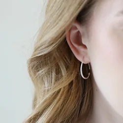 Small Teardrop Hoop Earrings in Silver