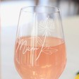Lisa Angel Ladies' Engraved Personalised Birth Flower Wine Glass