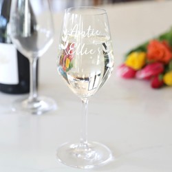 Personalised Name Floral Wine Glass