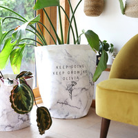 Personalised 'Keep Going, Keep Growing' Round Marble Effect Storage Sack