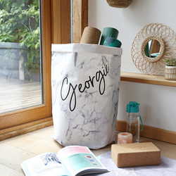 Personalised Name Round Marble Effect Storage Sack
