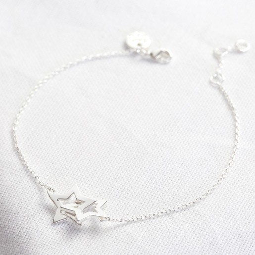Lisa Angel Ladies' Interlocking Stars Bracelet in Silver