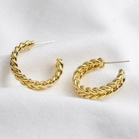 Braided Hoop Earrings in Gold