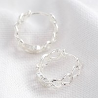 Chain Huggie Hoop Earrings in Silver