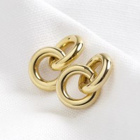 Gold Interlocking Hoops Drop Earrings