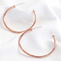 Large Rose Gold Organic Shape Hoop Earrings