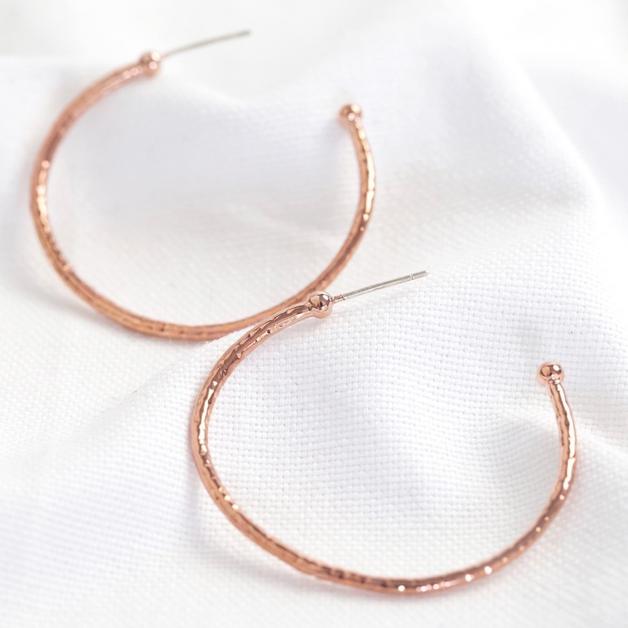 Rose gold hoops large Clearance