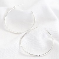 Large Silver Organic Shape Hoop Earrings