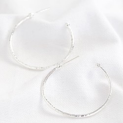 Large Silver Organic Shape Hoop Earrings
