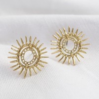 Oval Organic Shape Sunshine Stud Earrings