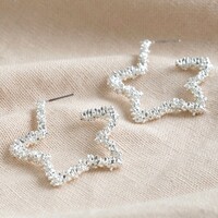 Sparkly Textured Star Hoop Earrings